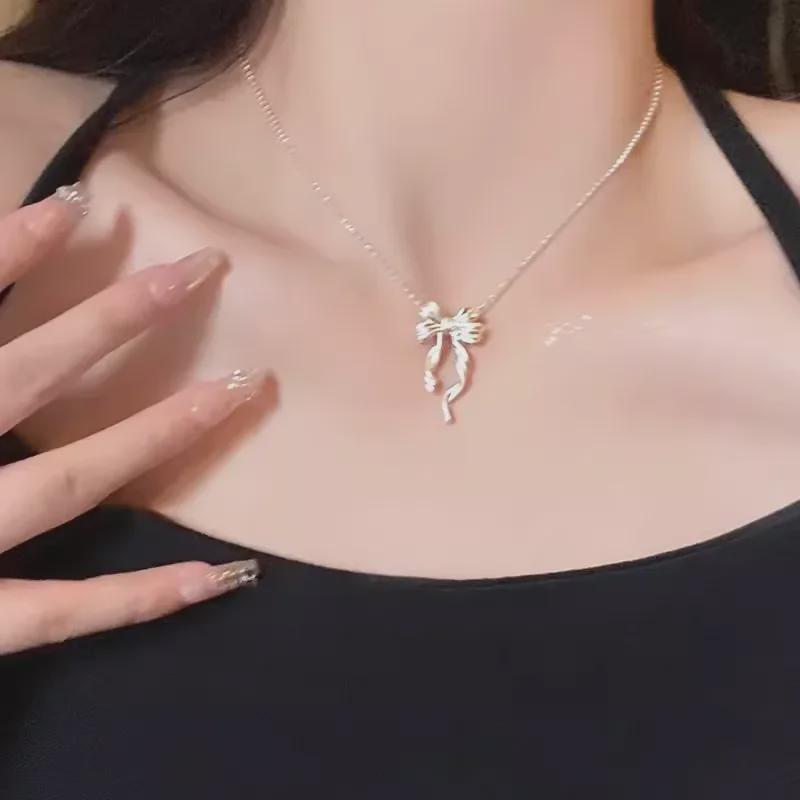 2024 Women's Niche French Ballet Bow Clavicle Pendant Necklace
