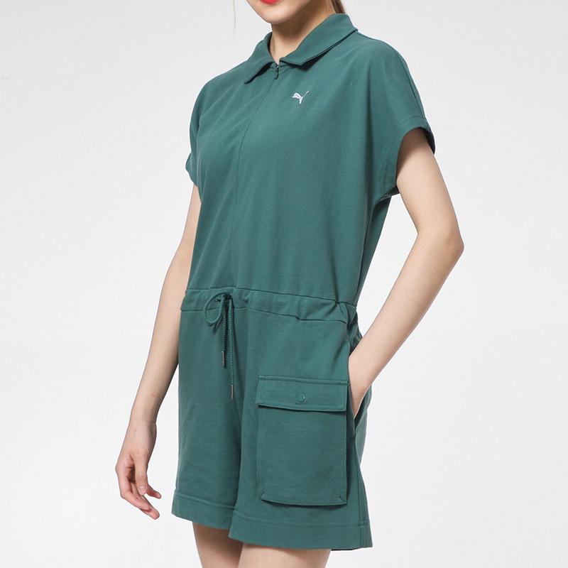 Puma Ss21 Zipper Women Jumpsuit Green 532849-45