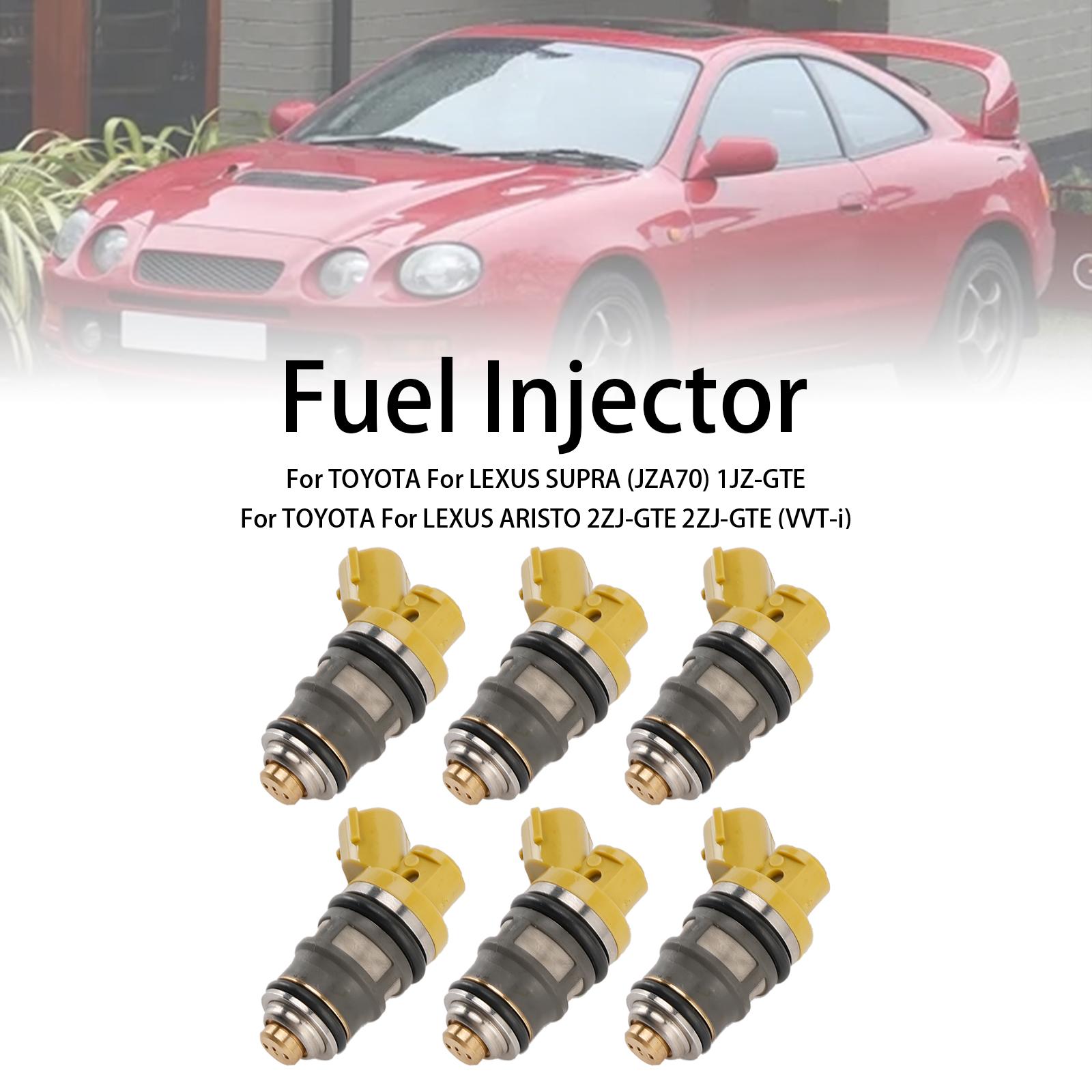 6PCS Fuel Injector 1001-87091 Fit for Denso 650CC Fit for Toyota Supra JZA80 2JZGTE 2JZ