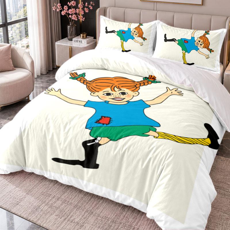 Pippi Longstocking 3Pcs Bedding Set Duvet Cover With Two Pillowcases For Bedroom Home Decoration