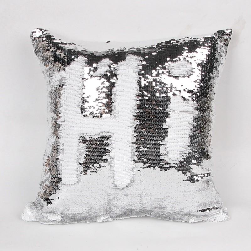Diy Reversible Sequin Glitter Sofa Cushion Cover Pillow Case Double Color Gift