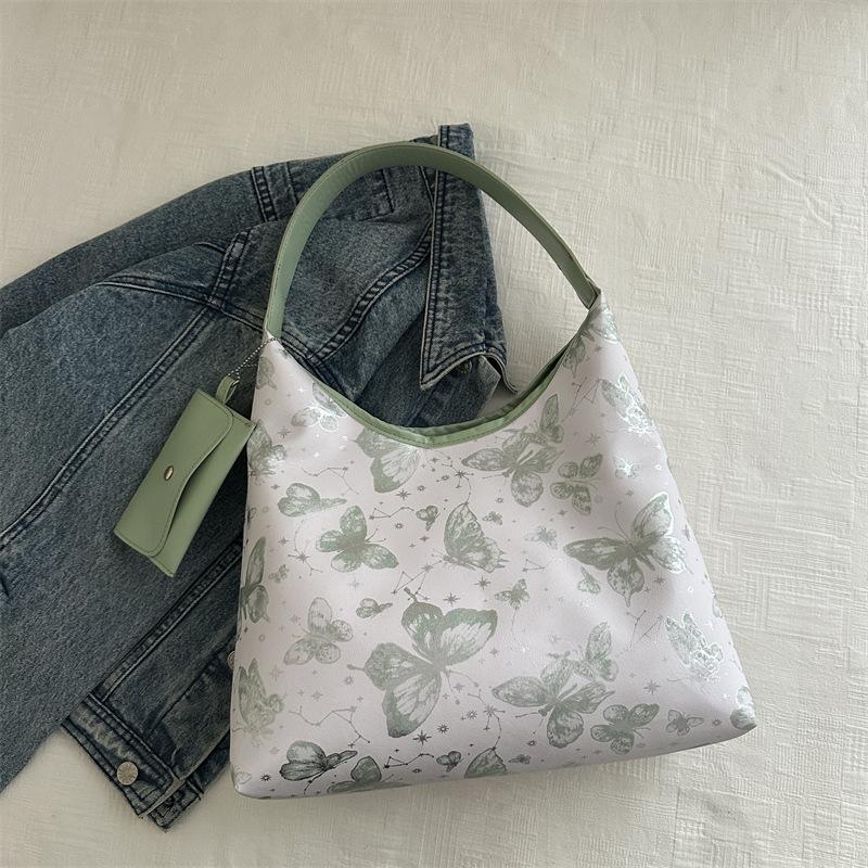 High-value Butterfly Printed Tote Bag Women's 2025 Summer New Large-capacity Underarm Bag Versatile Shoulder Bag