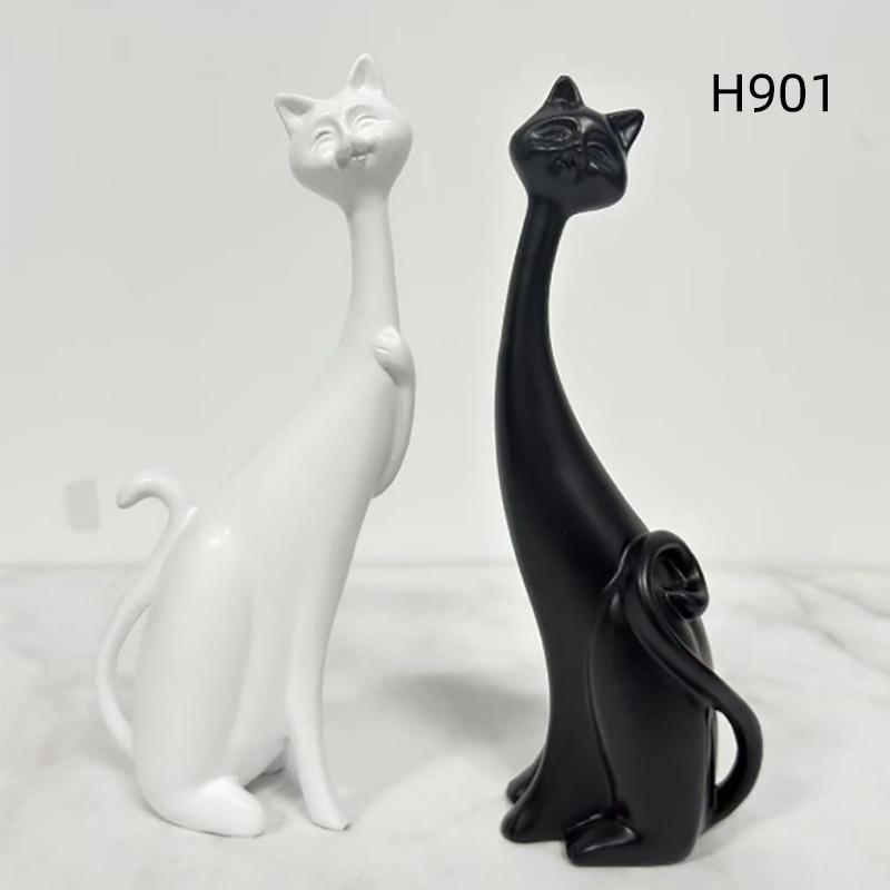 European Abstract Cat Statue: Oil Painting Resin Decor for Bedroom or Entrance - Creative Holiday Gift