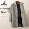 Men's Mid-Length Wool Coat with Detachable Duck Down Liner