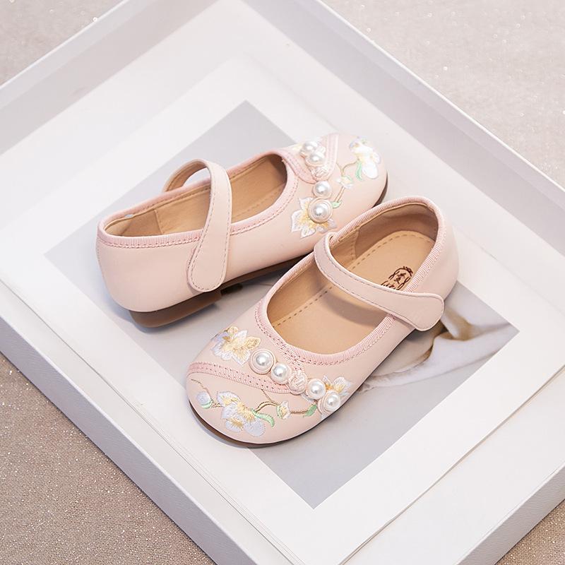 Girls' ancient Hanfu shoes Children's winter national style leather shoes Spring and autumn cheongsam ancient style classmates cloth shoes New