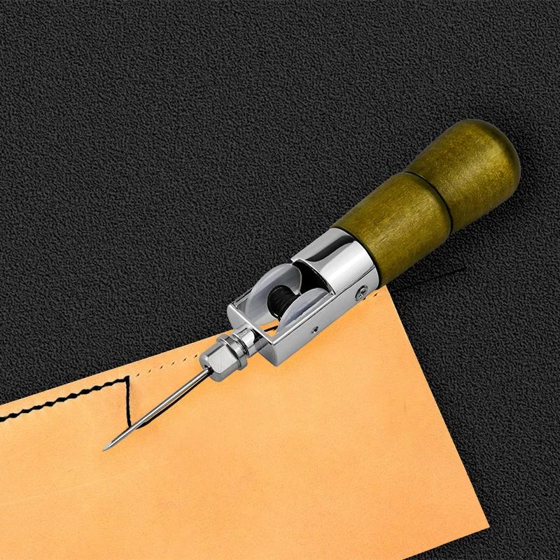 Handmade Leather Stitching Awl DIY Leather Craft Tool Waxed Thread Sewing Carving Repair Cowhide  Canvas Saddlery Stitch Tools