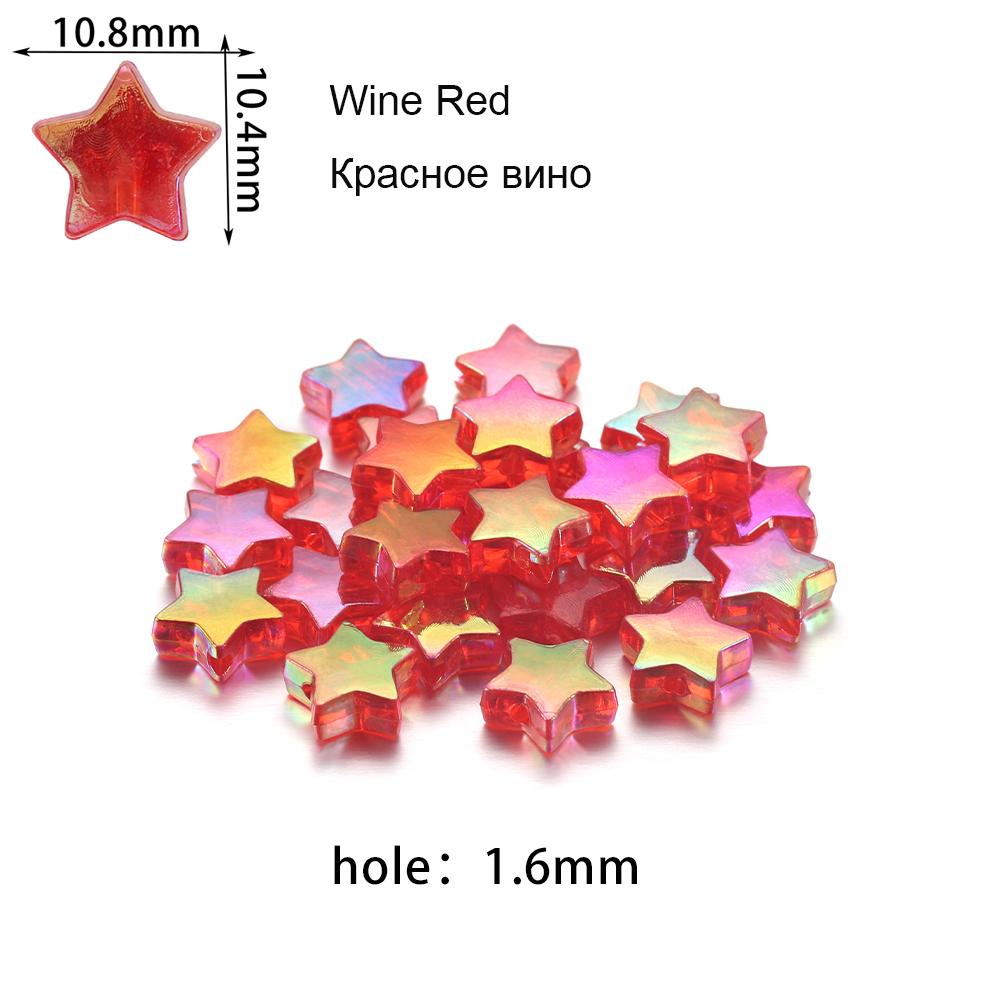 100 stuks Acryl Spacer Losse Kralen Vijfpuntige Ster Transparant Regenboogkleur Kralen Voor Sieraden Maken Handwerk Accessoires