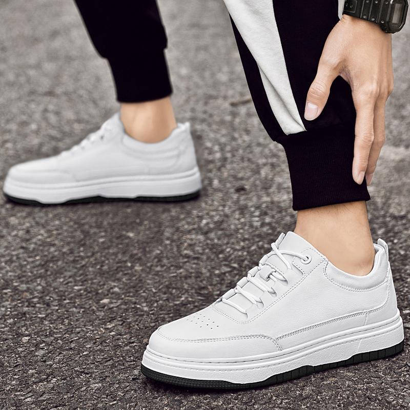 Genuine Leather Mens Breathable Sneakers All-match Men Casual Shoes High Quality Outdoor Skate Shoes Men Lace-Up Men's Footwear