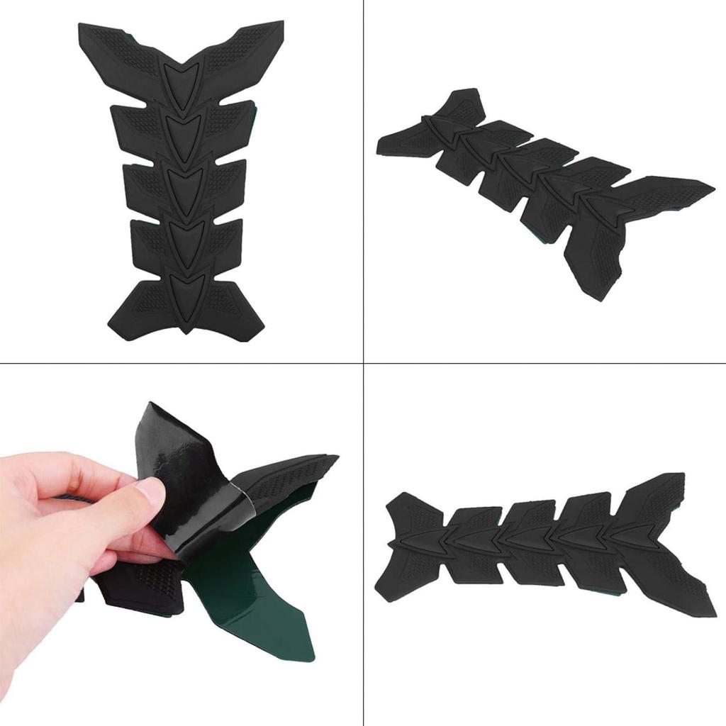 3D Protector Decal Sticker, Motorcycle Tank Protector, Motorcycle Gel Oil Gas Tank Pad Fish Bone Protector Decal Sticker Pad Decor Rubber(black)