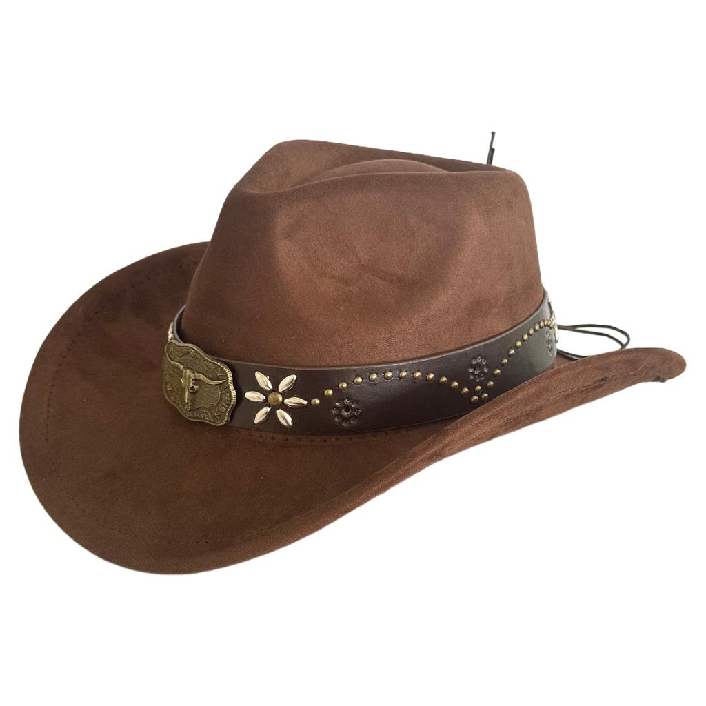 Hot-selling retro bull's head big-brimmed top hat, European and American suede western cowboy hat, men's temperament jazz hat
