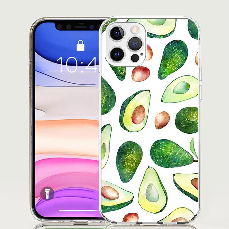 Cartoon Fruit Avocado Case Phone Cover for Apple iphone 16 15 14 13 12 Mini 11 Pro Max 16E X XS XR 7 Plus 8 + SE 2020 Trend Fund