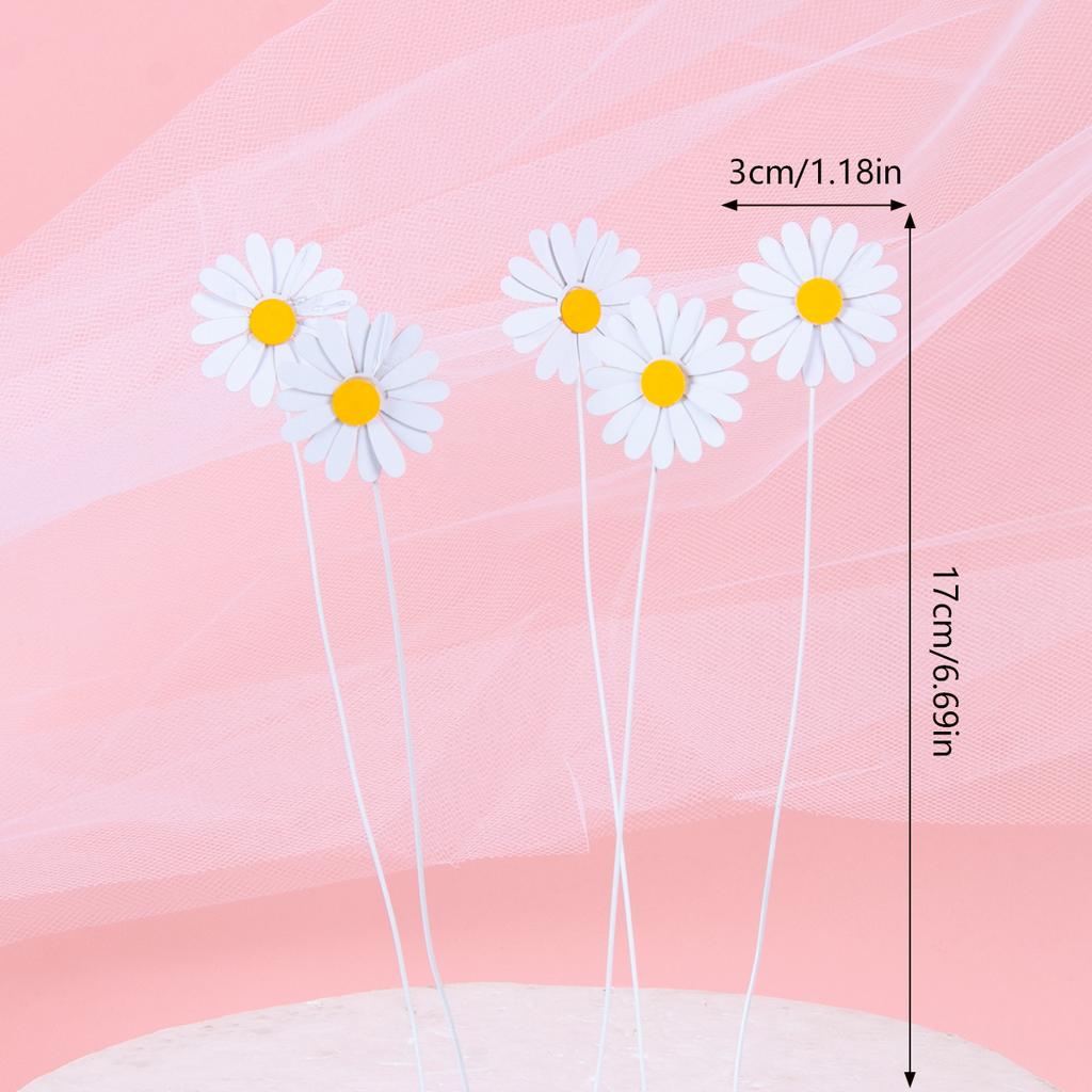 1set Daisy Cake Topper Multi Size Paper Daisy Flower Cake Picks Girl Birthday Party Baby Shower Cake Decoration Wedding Supplies