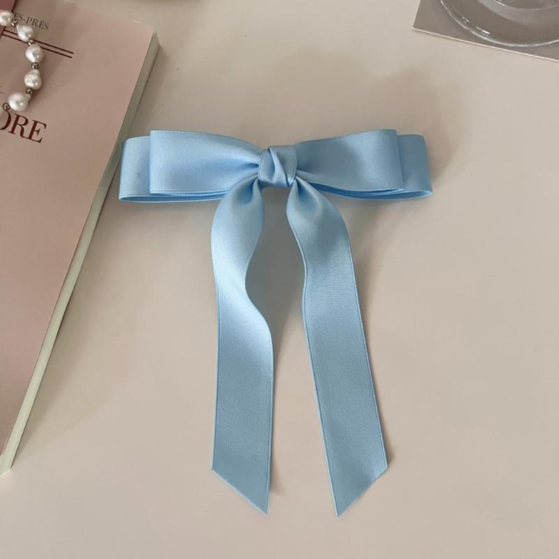Summer Spring Elegances Long Ribbon Bowknot Hairpin for Woman Ponytail Hair Clip
