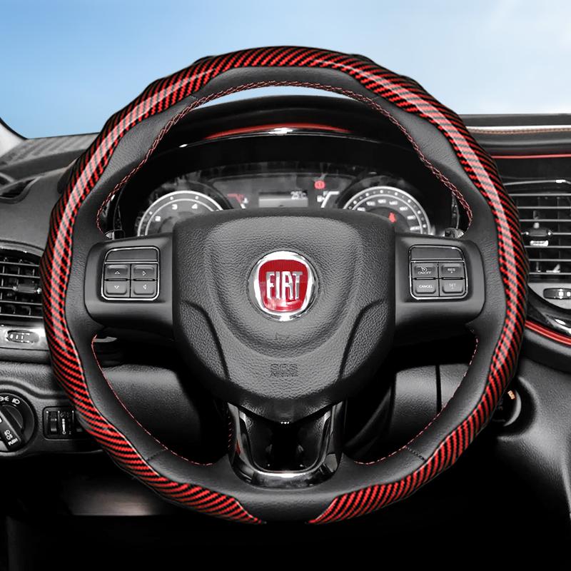 

Подходит для Fiat Чехол на руль с текстурой под карбон, защелкивающийся, волнистый, спортивный дизайн, защитный чехол Topolino 600 Hybrid Grande Panda красный