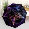 Pentagramm, Kosmischer Automatischer Kompakter Regenschirm, 8-Rippen-Design, Einzigartiger Stil, Geeignet für den Täglichen Outdoor-Gebrauch, Perfektes Geschenk für Freunde