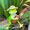 Resin Statue Rock Style Playing Guitar Frog Ornament Realistic Design Figure Courtyard Pond Garden Micro Landscape Decoration