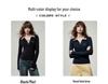 Women's Autumn 2025 Slim Fit Polo Collar Color Block Long Sleeve Top