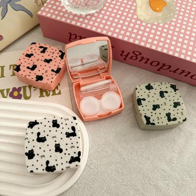 Creative Cute Portable Contact Lens Box Lenses Container Companion Care Box Travel Set With Mirror