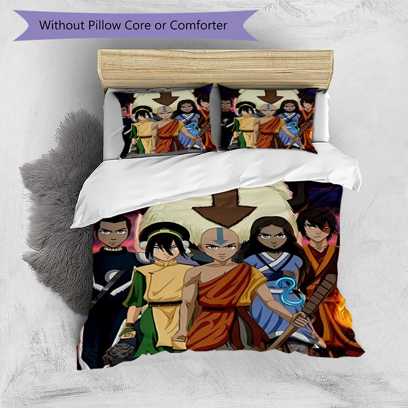 Set di biancheria da letto con motivo Avatar The Last Airbender da 3 pezzi, set copripiumino include copripiumino e federe, perfetta decorazione per la camera da letto per tutte le stagioni e regalo