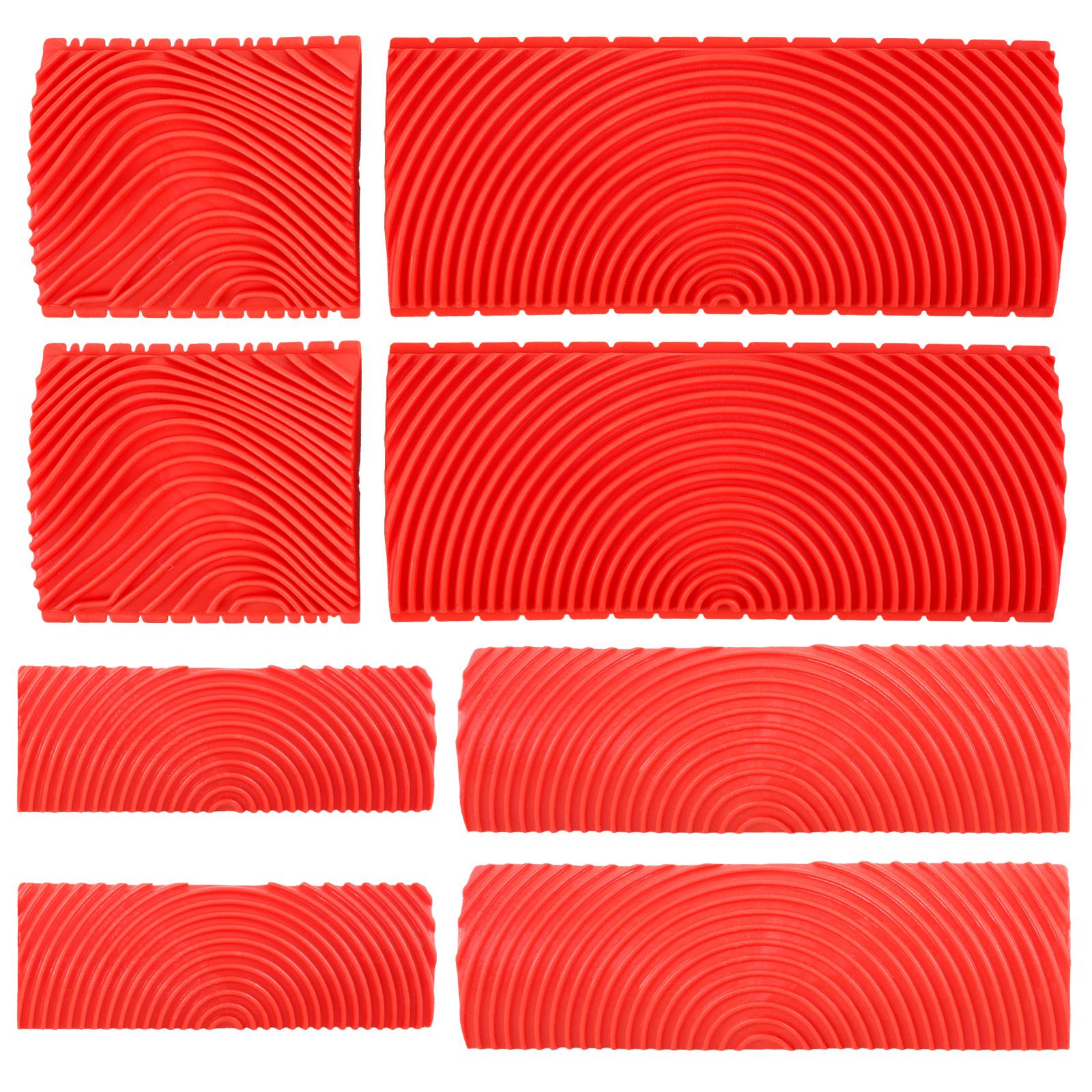 

Набор инструментов для фактуры дерева из 8 предметов, набор резиновых инструментов для фактуры дерева, многоразовый инструмент для рисования узоров с ручкой, текстура фактуры дерева, стена красный