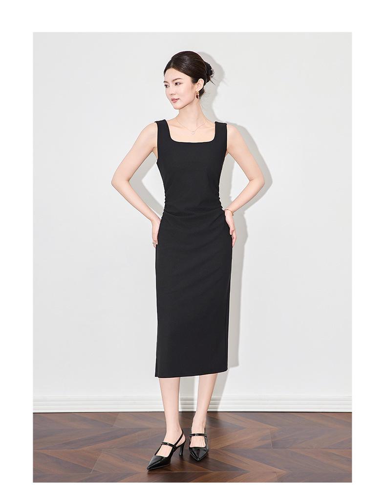 Shenzhen Nanyou Elegant French Square Neck Suspender Dress - Women's Summer Long Skirt