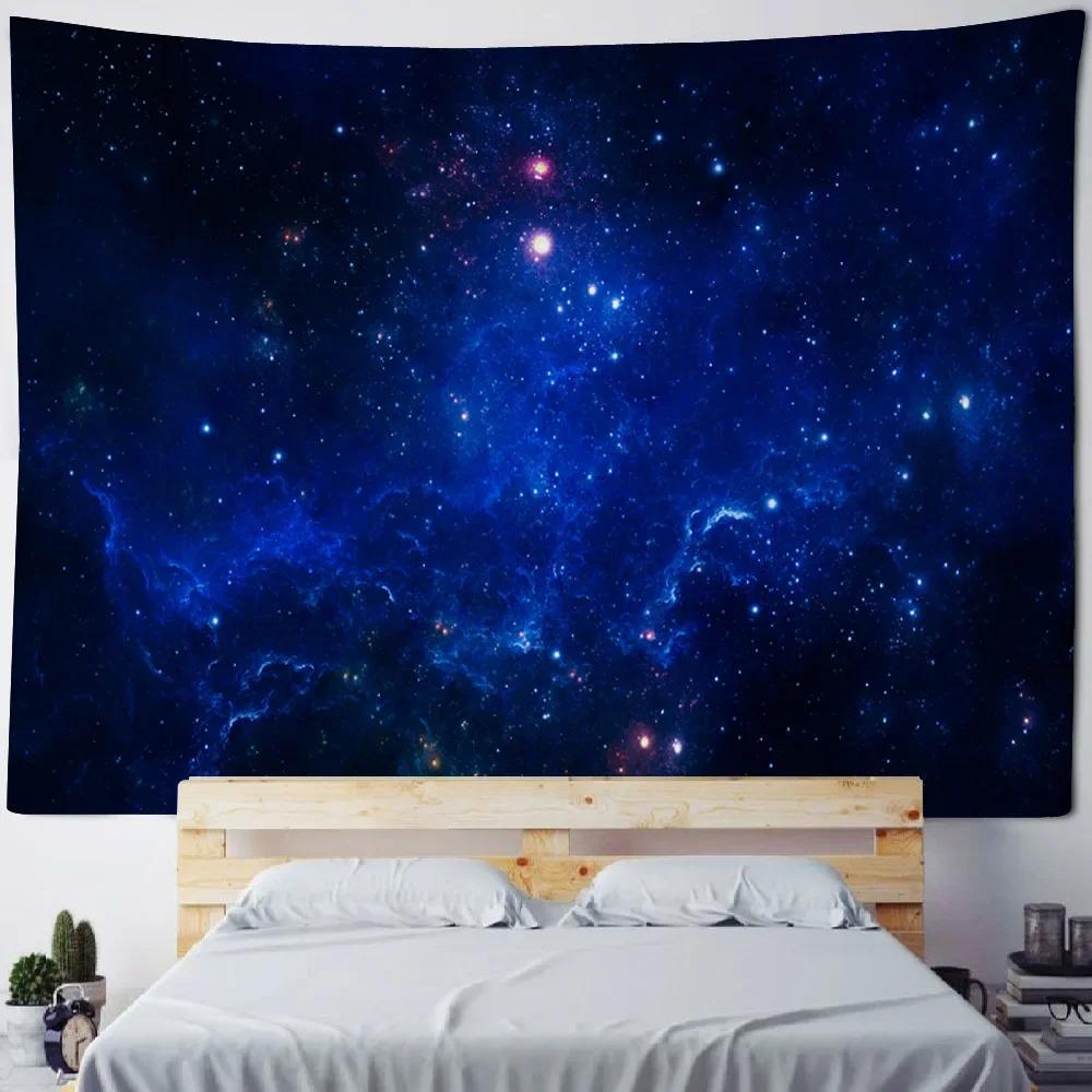 Starry Sky Wall Tapestry Home Ceiling Decoration Bohemian Style Space Planet Fabric Background Poster Bed Sheet Beach Mat