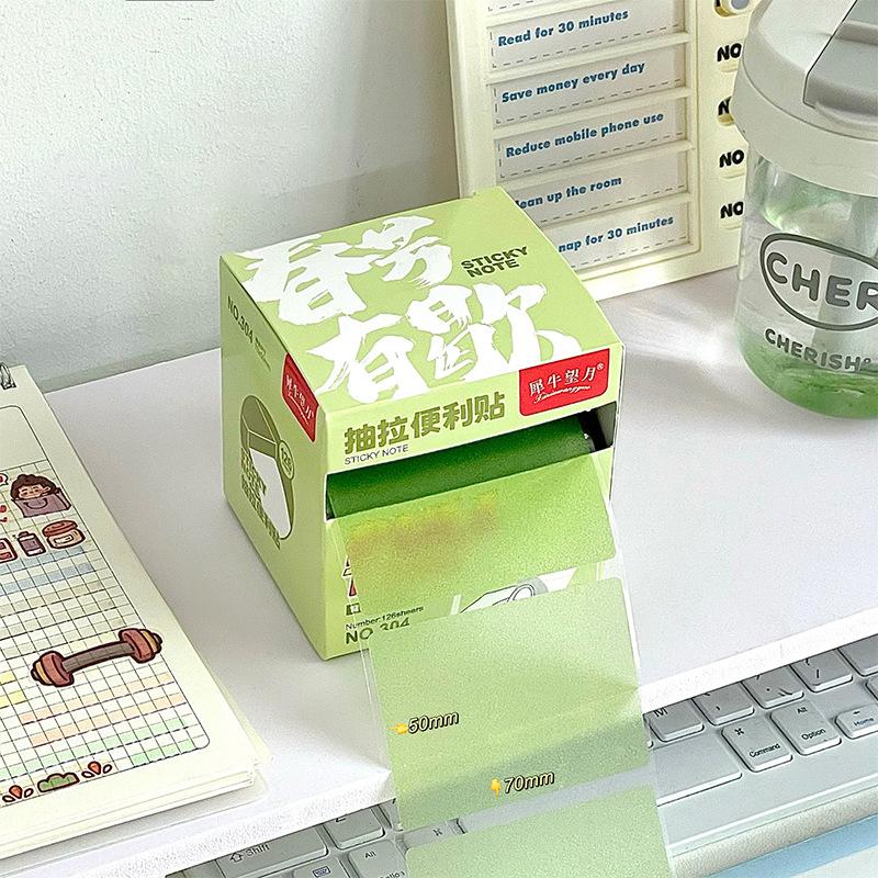 126 Sheets Color Matte Sticky Notes Pads Stationery Posted It Memo Notepad Notebook Pull-Out Message Sticker