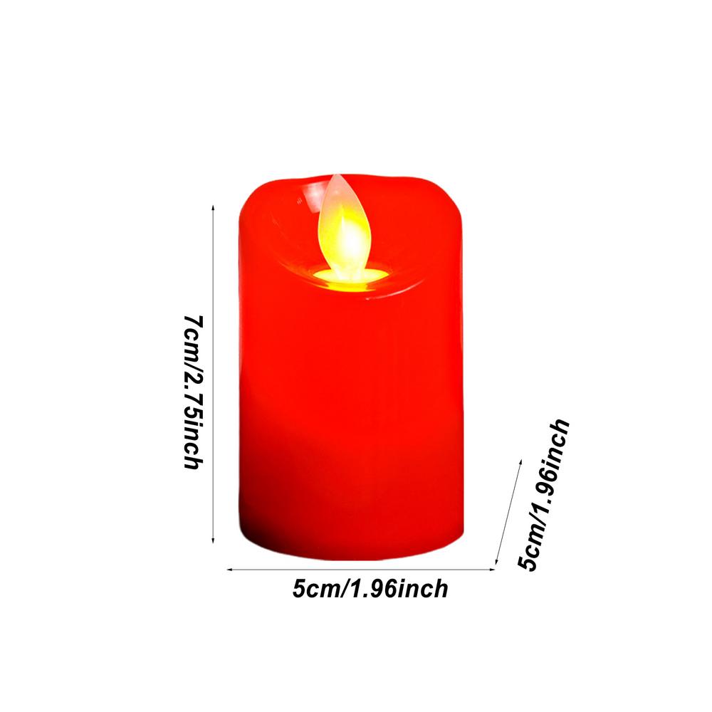 Flickering Flame Pillar Candles Red Battery Power LED Electronic Fake Candles Table Decoration Supplies For Home Party