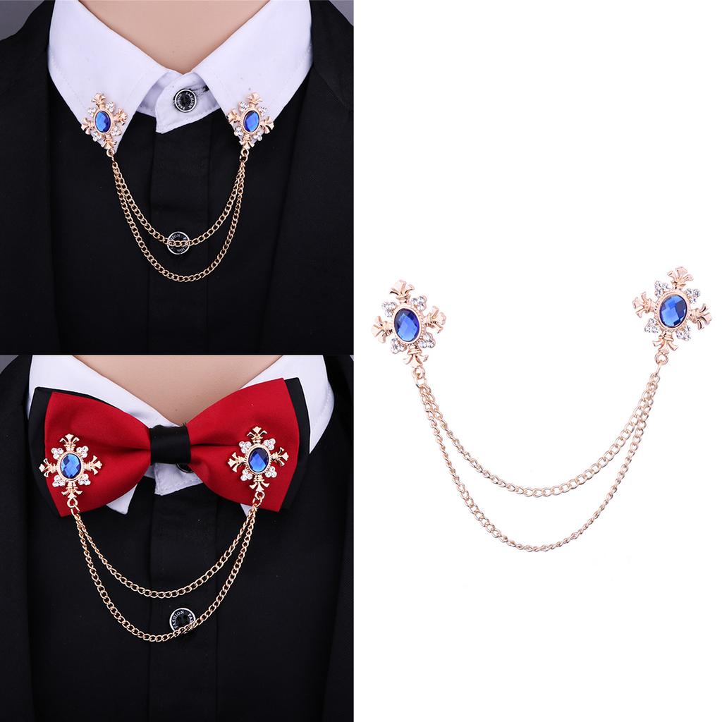 Elegant Tassel Rhinestone Cross Collar Pin For Shirts Fashionable Enthusiasts Suit Shirt Collar Brooch Trendy Jewelry