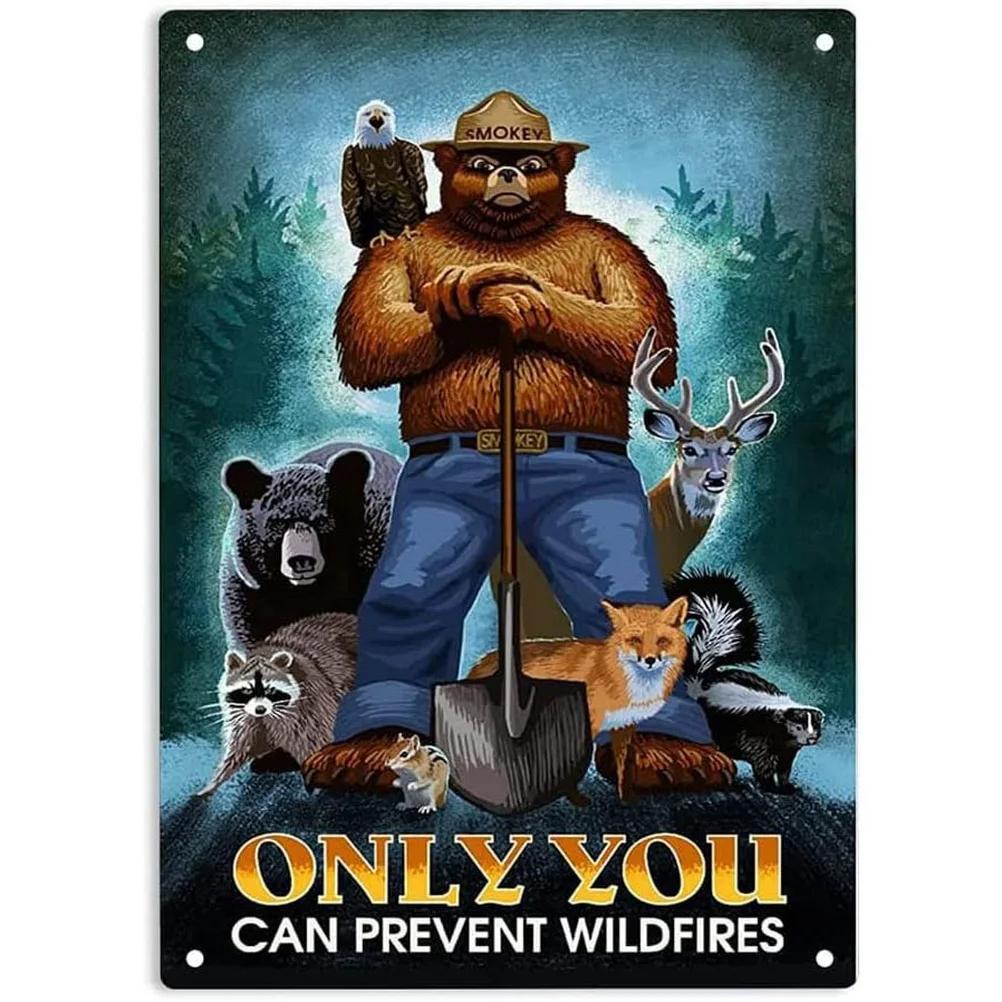 Warning Metal Tin Signs Plaque Prevent WildFires Wall Decoration Vintage Iron Painting Art Posters for Forest Home Cafe Club Bar