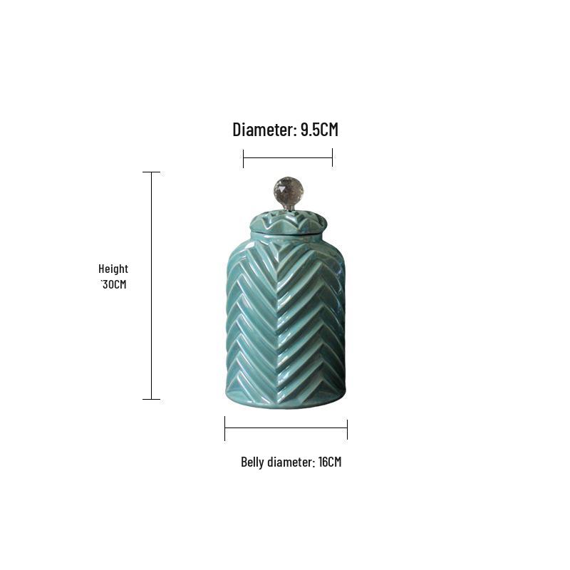 Retro Green Ceramic Vase: Light Luxury Living Room Ornament