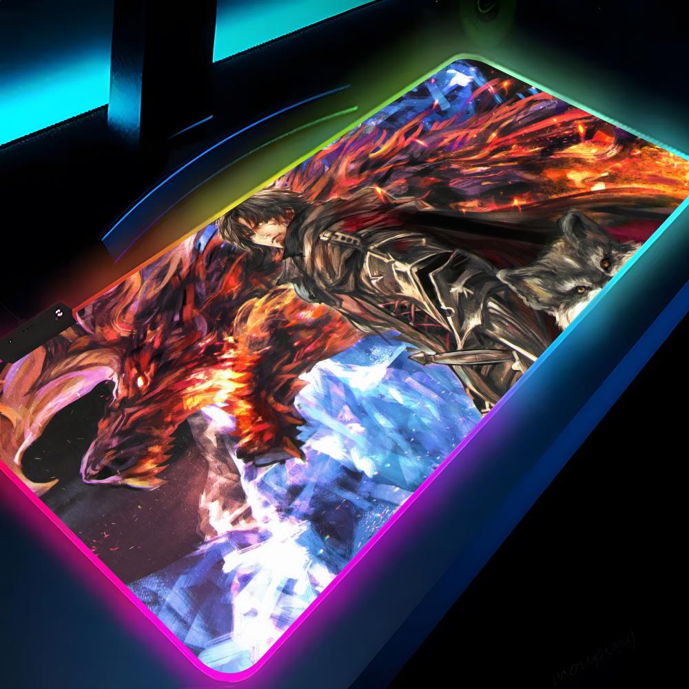 Final Fantasy XVI Mouse Pad Carino Gaming LED 700x300 Tappetino Mouse Tappetini Mouse Tappetini Tavolo Tappetino Scrivania PC Tappetino Tastiera RGB XXL