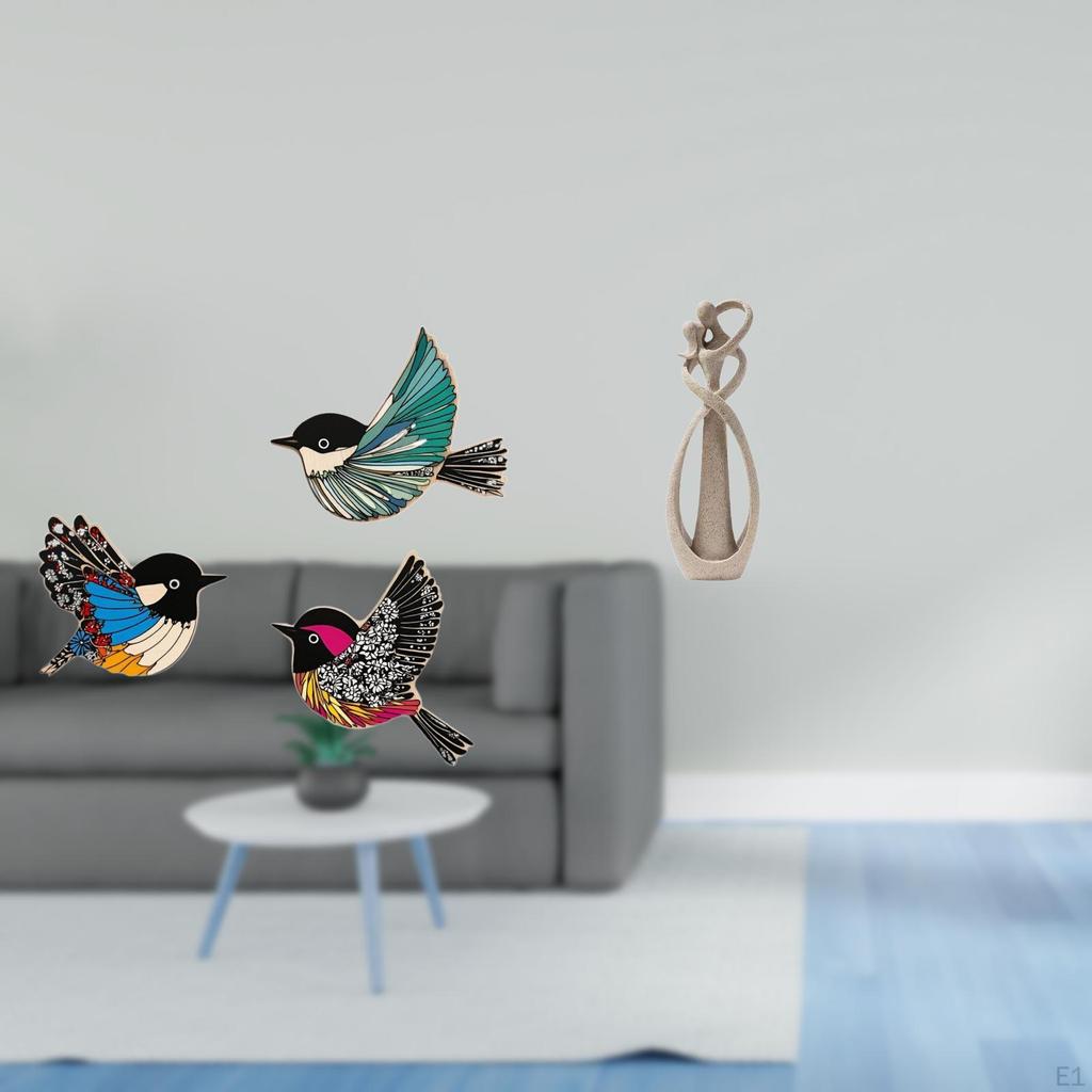 Wooden Bird Wall Art Sculpture for Garden And Study Room Decor Featuring Flying Birds Kissing