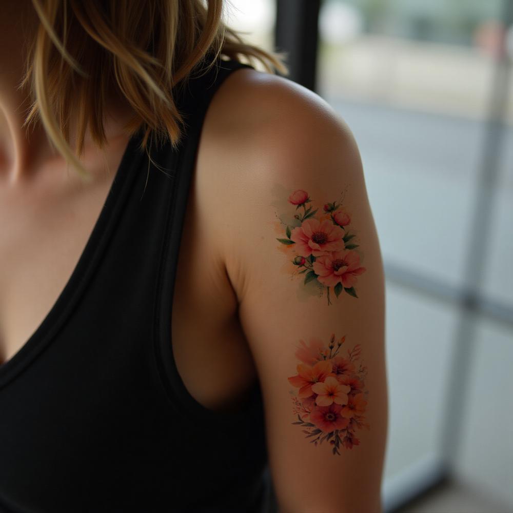 9pcs Temporary Tattoo Cactus Tattoos Waterproof Long-lasting Body Stickers Flower Tattoos Temporary Tattoo Stickers For Chest