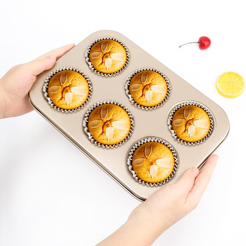 Non-Stick Muffin & Chiffon Cake Mold - High Temp Resistant, 6 & 12-Cavity for Crispy Muffins/Cupcakes.