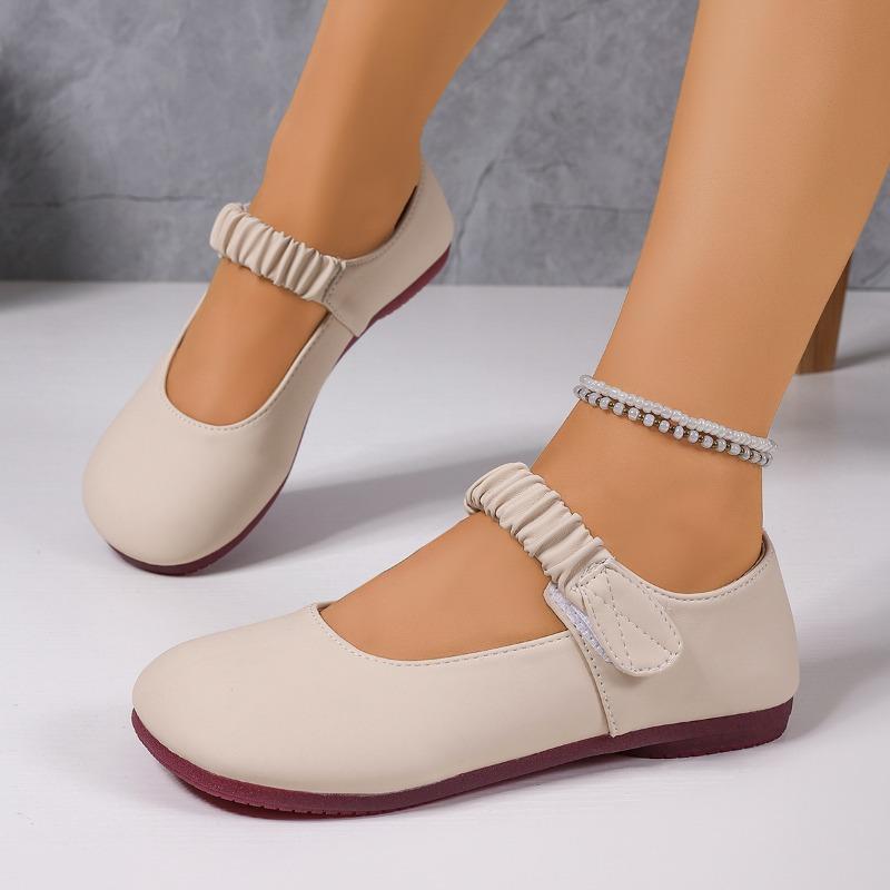 

2025 New Round Headed Cute Casual Flat Shoes for Spring and Summer New Daily Simple Versatile Elegant Comfortable Small Shoes 35 бежевый