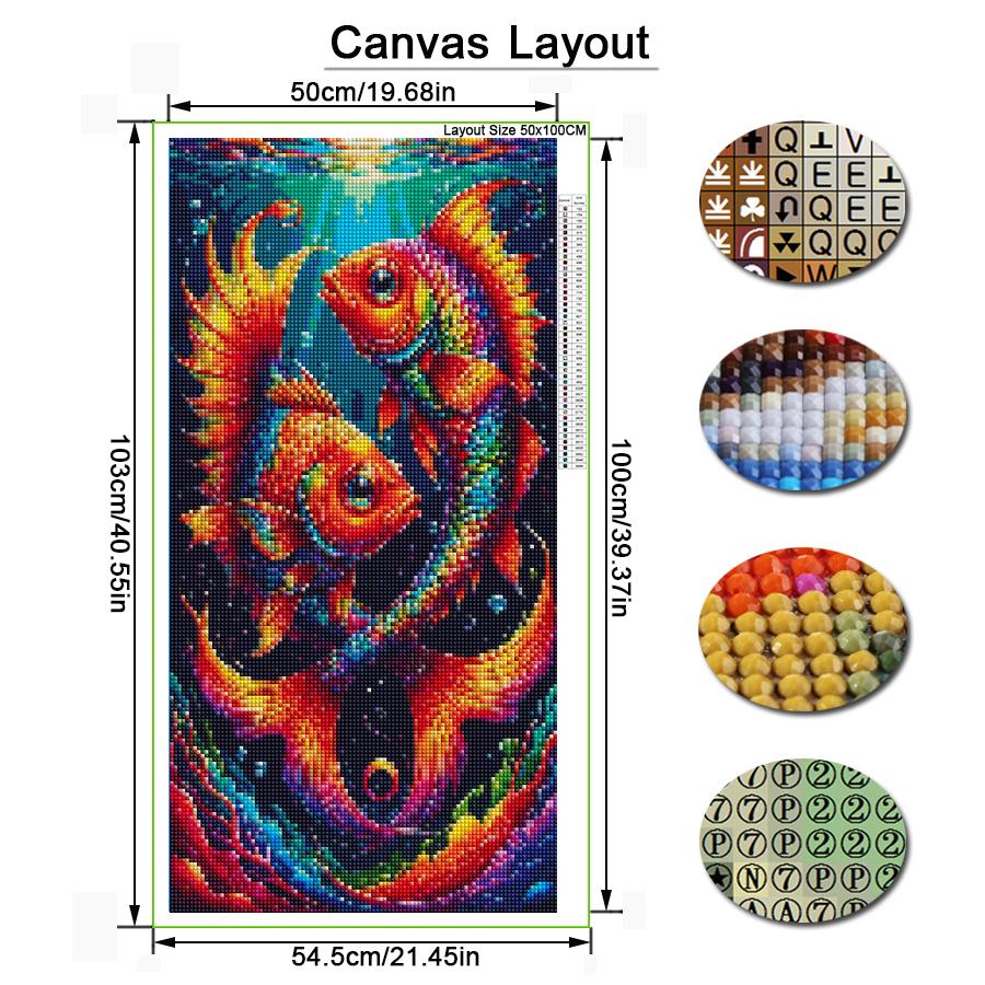 Abstract Color Fish Large Size Diamond Painting New Collection Sea Animals Diy Full Square Round Drill Rhinestone Embroidery Mosaic Cross Stitch Kits