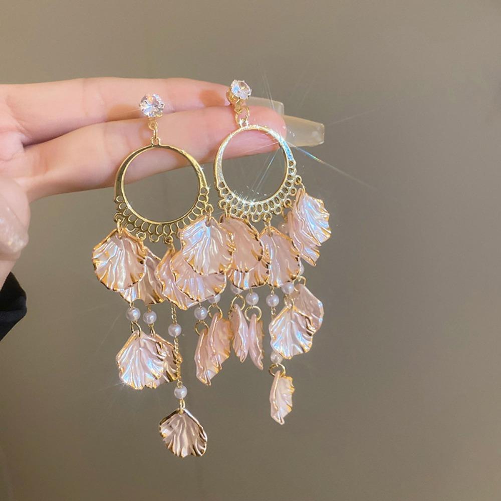 Ambience Silver Needle Flower Fringed Earrings Small Fresh Temperament Earrings Advanced Earrings Women