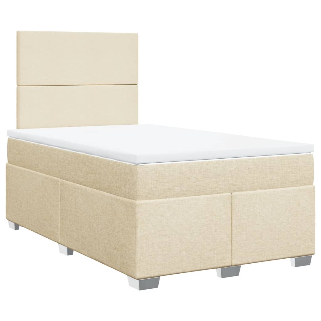 Box Spring Bed with Mattress Cream 120x190 cm Fabric