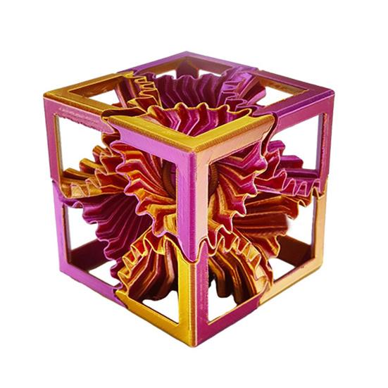 

3D-печатный куб с шестернями, снятие тревоги и стресса, вращающийся шестеренчатый квадратный блок, дорожная портативная вращающаяся шестеренчатая кубическая сенсорная игрушка