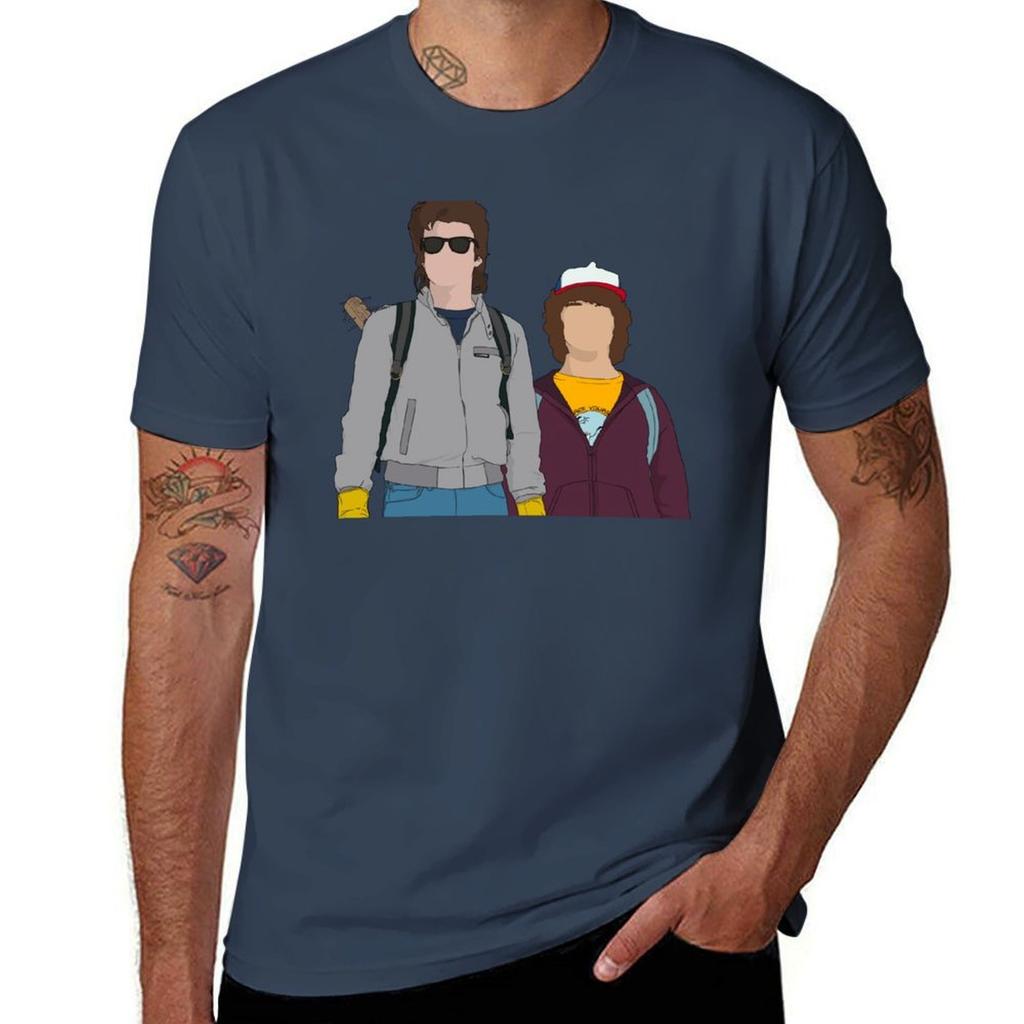 Dustin And Steve Design Tshirt Basic Solid Color Short Sleeve Tshirt