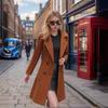 European Women's Slim Fit Wool Coat - Single-Breasted Belted Design, Perfect for Commuting.