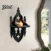 Gothic Wall Shelf Shelf, Vintage Floating for Bedroom And Living Room, Matte Black Mounted Display Rack Decorative Wall-Mounted with Exquisite Hollow