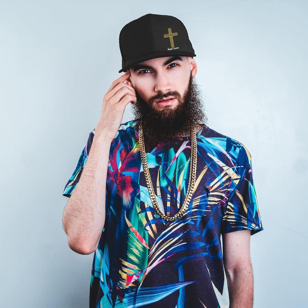 Hope Cross Graphic Snapback Cap Polyester Adjustable Baseball Hat Casual Hip Hop Flat Bill