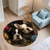 Door Frame Flower Dog,Round Area Rug,Carpet Rug for Living Room Bedroom Sofa Playroom Decor,Non-slip Floor Mat