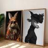 1pc Eclectic Fashionista Animal Portrait Poster Sticker Print Waterproof Wall Art For Living Room Bedroom Home Decor