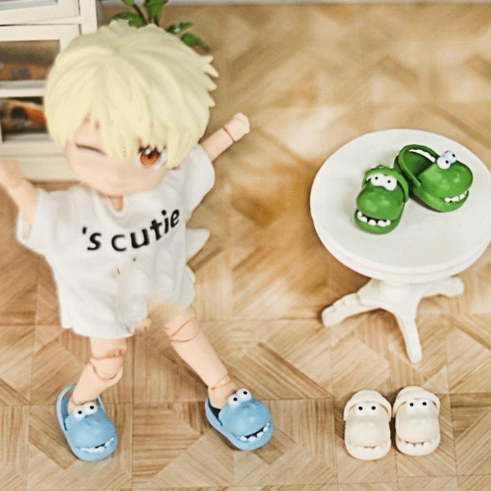 1 Pair Simulation Mini Dinosaur Slippers Round Toe Silicone Dinosaur Slippers  Children Toys
