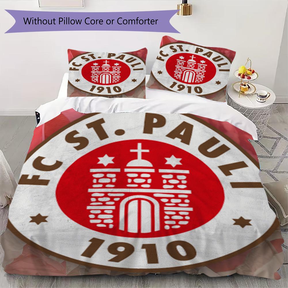 S t. Juego de Ropa de Cama Pauli FC Pattern uilt Set uilt Cover Funda de Almohada Decoración del Hogar Regalo de Cumpleaños (1 * funda de edredón + 2 * fundas de almohada sin relleno)