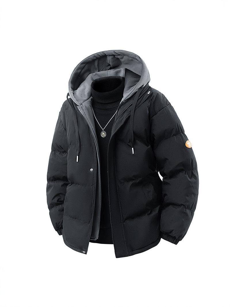 Мужская утепленная парка с капюшоном, зима 2025: Модная Верхняя Одежда в Корейском Стиле, Теплая и Свободного Кроя XL чёрный