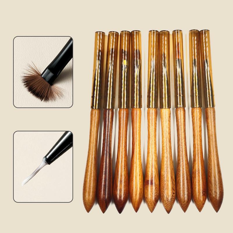 Manicure Pen Gourd Pen Walnut Sandalwood Rod Pull Line Painting Flower Hook Line Painting Gradient Smudge Light Therapy Brush